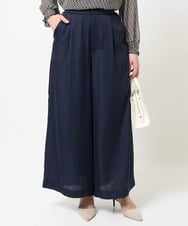 F1LGA32170 MK MICHEL KLEIN(小さいサイズ)(メゾン ドゥ サンク) 【小さいサイズ】サテンワイドシルエットパンツ/洗える/セットアップ対応 ネイビー