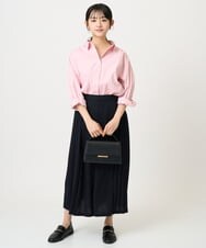 F1LGD26170 MK MICHEL KLEIN(小さいサイズ)(メゾン ドゥ サンク) 【小さいサイズ】サイドプリーツガウチョパンツ/洗える ライトブルー