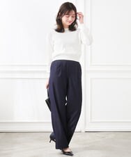 F1LGD30160 MK MICHEL KLEIN(小さいサイズ)(メゾン ドゥ サンク) 【小さいサイズ】[SANAGARAシリーズ]デニムライク ワイドパンツ/接触冷感/UVカット/洗濯機で洗える ネイビー