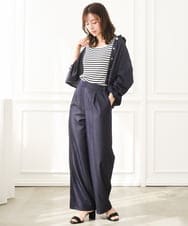 F1LGD30160 MK MICHEL KLEIN(小さいサイズ)(メゾン ドゥ サンク) 【小さいサイズ】[SANAGARAシリーズ]デニムライク ワイドパンツ/接触冷感/UVカット/洗濯機で洗える ネイビー