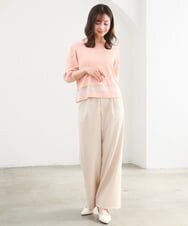 F1LGD30160 MK MICHEL KLEIN(小さいサイズ)(メゾン ドゥ サンク) 【小さいサイズ】[SANAGARAシリーズ]デニムライク ワイドパンツ/接触冷感/UVカット/洗濯機で洗える ネイビー