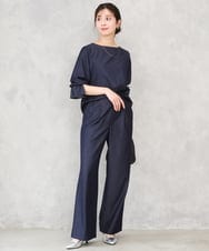 F1LGD30160 MK MICHEL KLEIN(小さいサイズ)(メゾン ドゥ サンク) 【小さいサイズ】[SANAGARAシリーズ]デニムライク ワイドパンツ/接触冷感/UVカット/洗濯機で洗える ネイビー