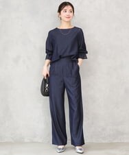 F1LGD30160 MK MICHEL KLEIN(小さいサイズ)(メゾン ドゥ サンク) 【小さいサイズ】[SANAGARAシリーズ]デニムライク ワイドパンツ/接触冷感/UVカット/洗濯機で洗える ネイビー