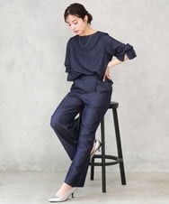 F1LGD30160 MK MICHEL KLEIN(小さいサイズ)(メゾン ドゥ サンク) 【小さいサイズ】[SANAGARAシリーズ]デニムライク ワイドパンツ/接触冷感/UVカット/洗濯機で洗える ネイビー