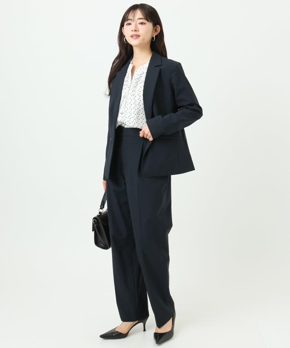 F1LGD33170 MK MICHEL KLEIN(小さいサイズ)(メゾン ドゥ サンク) 【小さいサイズ】ドライタッチストレッチ テーパードパンツ/イージーケア/洗濯機で洗える グレージュ