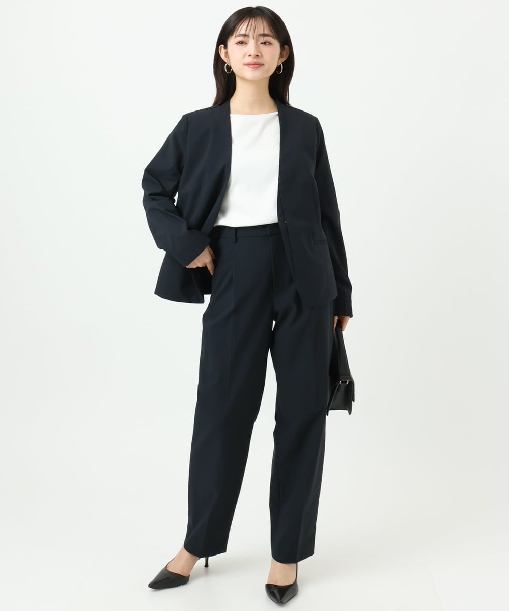 F1LGD33170 MK MICHEL KLEIN(小さいサイズ)(メゾン ドゥ サンク) 【小さいサイズ】ドライタッチストレッチ テーパードパンツ/イージーケア/洗濯機で洗える グレージュ