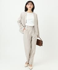 F1LGD33170 MK MICHEL KLEIN(小さいサイズ)(メゾン ドゥ サンク) 【小さいサイズ】ドライタッチストレッチ テーパードパンツ/イージーケア/洗濯機で洗える グレージュ