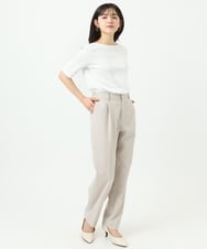 F1LGD33170 MK MICHEL KLEIN(小さいサイズ)(メゾン ドゥ サンク) 【小さいサイズ】ドライタッチストレッチ テーパードパンツ/イージーケア/洗濯機で洗える グレージュ