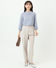 F1LGD33170 MK MICHEL KLEIN(小さいサイズ)(メゾン ドゥ サンク) 【小さいサイズ】ドライタッチストレッチ テーパードパンツ/イージーケア/洗濯機で洗える グレージュ