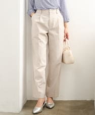 F1LGD33170 MK MICHEL KLEIN(小さいサイズ)(メゾン ドゥ サンク) 【小さいサイズ】ドライタッチストレッチ テーパードパンツ/イージーケア/洗濯機で洗える グレージュ