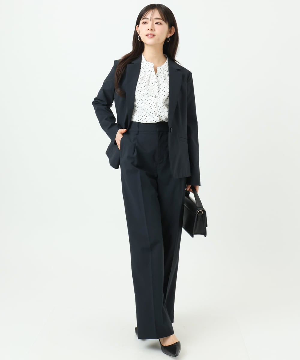 F1LGD34170 MK MICHEL KLEIN(小さいサイズ)(メゾン ドゥ サンク) 【小さいサイズ】ドライタッチストレッチ ワイドパンツ/イージーケア/洗濯機で洗える グレージュ