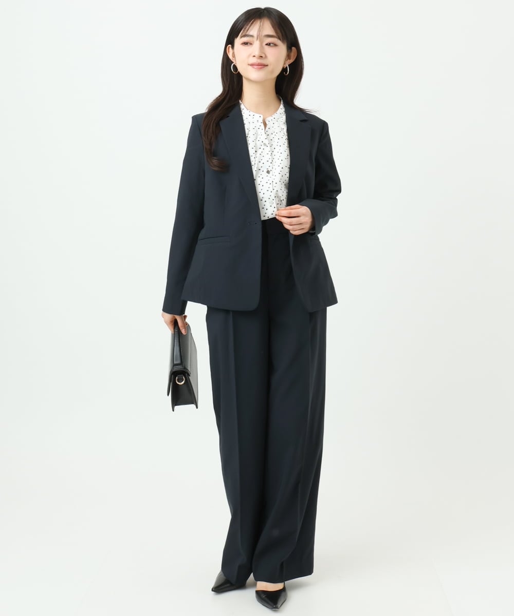 F1LGD34170 MK MICHEL KLEIN(小さいサイズ)(メゾン ドゥ サンク) 【小さいサイズ】ドライタッチストレッチ ワイドパンツ/イージーケア/洗濯機で洗える グレージュ