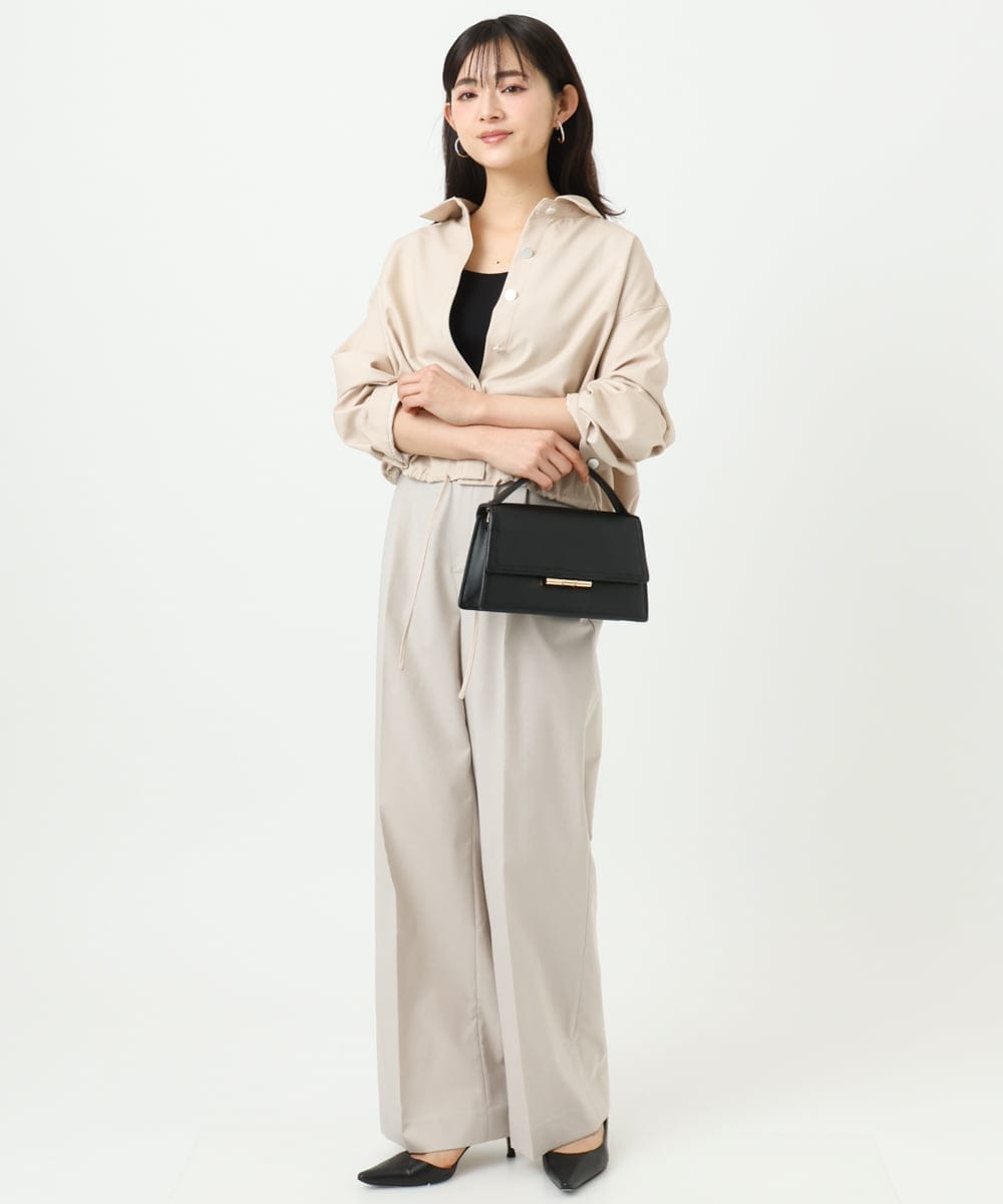F1LGD34170 MK MICHEL KLEIN(小さいサイズ)(メゾン ドゥ サンク) 【小さいサイズ】ドライタッチストレッチ ワイドパンツ/イージーケア/洗濯機で洗える グレージュ
