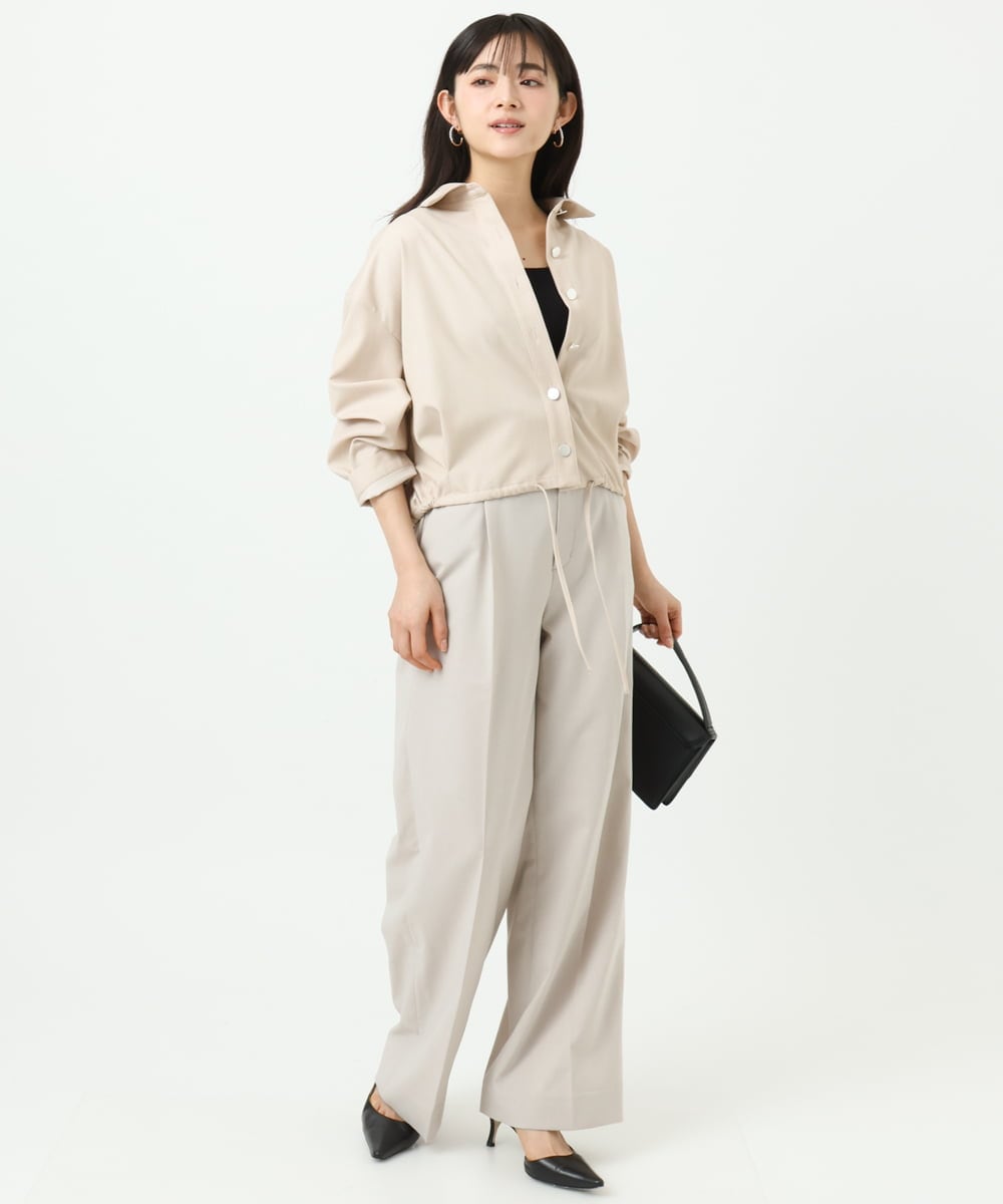 F1LGD34170 MK MICHEL KLEIN(小さいサイズ)(メゾン ドゥ サンク) 【小さいサイズ】ドライタッチストレッチ ワイドパンツ/イージーケア/洗濯機で洗える グレージュ