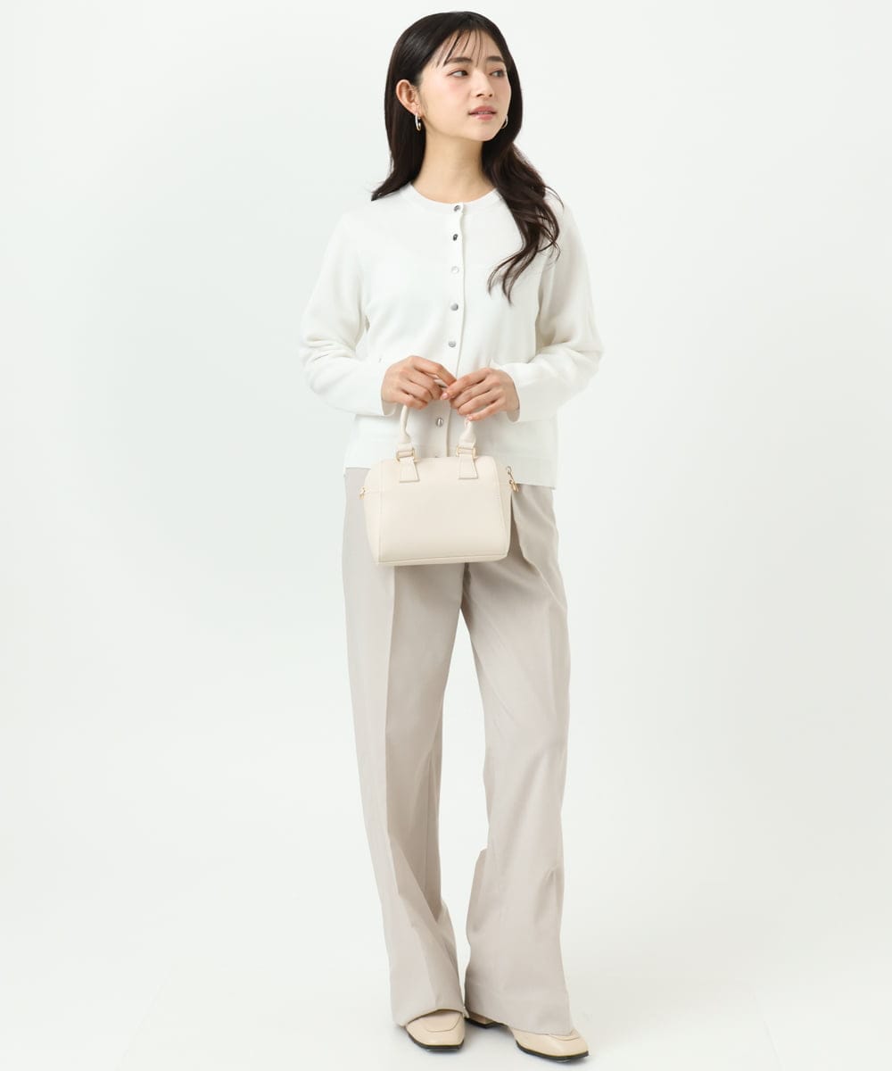 F1LGD34170 MK MICHEL KLEIN(小さいサイズ)(メゾン ドゥ サンク) 【小さいサイズ】ドライタッチストレッチ ワイドパンツ/イージーケア/洗濯機で洗える グレージュ