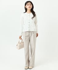 F1LGD34170 MK MICHEL KLEIN(小さいサイズ)(メゾン ドゥ サンク) 【小さいサイズ】ドライタッチストレッチ ワイドパンツ/イージーケア/洗濯機で洗える グレージュ