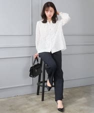 F1LGD34170 MK MICHEL KLEIN(小さいサイズ)(メゾン ドゥ サンク) 【小さいサイズ】ドライタッチストレッチ ワイドパンツ/イージーケア/洗濯機で洗える グレージュ