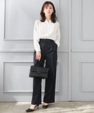 F1LGD34170 MK MICHEL KLEIN(小さいサイズ)(メゾン ドゥ サンク) 【小さいサイズ】ドライタッチストレッチ ワイドパンツ/イージーケア/洗濯機で洗える グレージュ