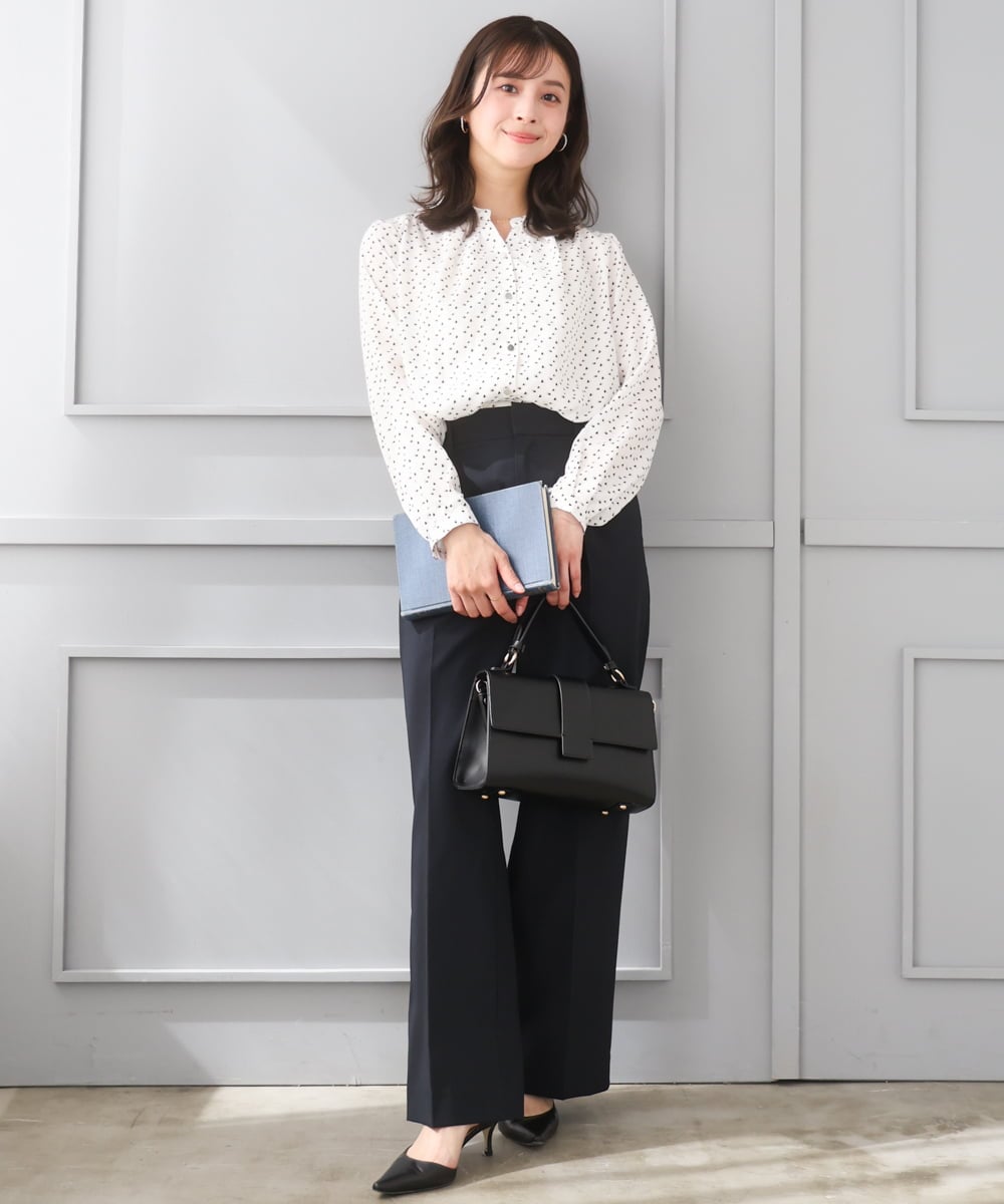 F1LGD34170 MK MICHEL KLEIN(小さいサイズ)(メゾン ドゥ サンク) 【小さいサイズ】ドライタッチストレッチ ワイドパンツ/イージーケア/洗濯機で洗える グレージュ