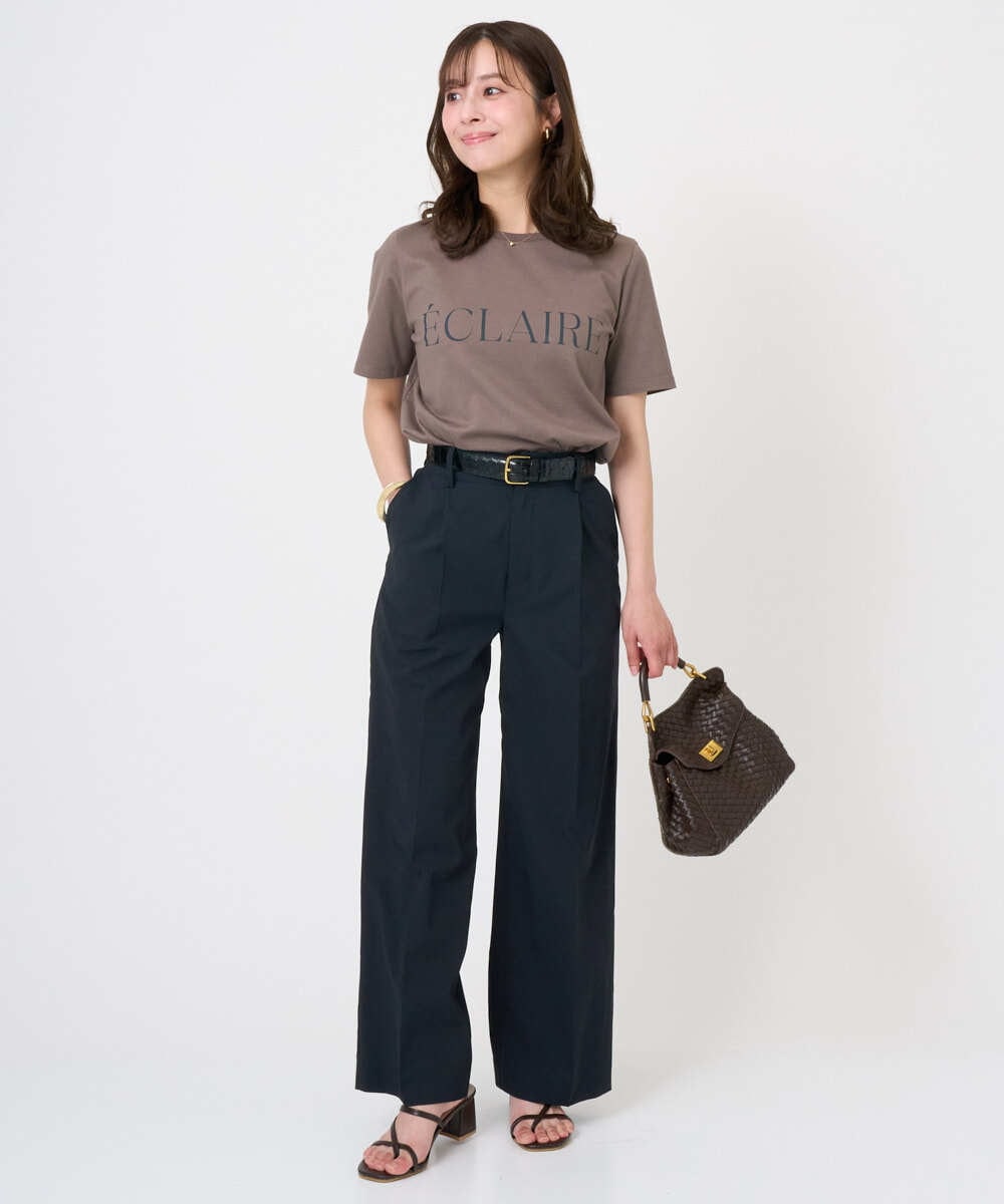 F1LGD34170 MK MICHEL KLEIN(小さいサイズ)(メゾン ドゥ サンク) 【小さいサイズ】ドライタッチストレッチ ワイドパンツ/イージーケア/洗濯機で洗える グレージュ