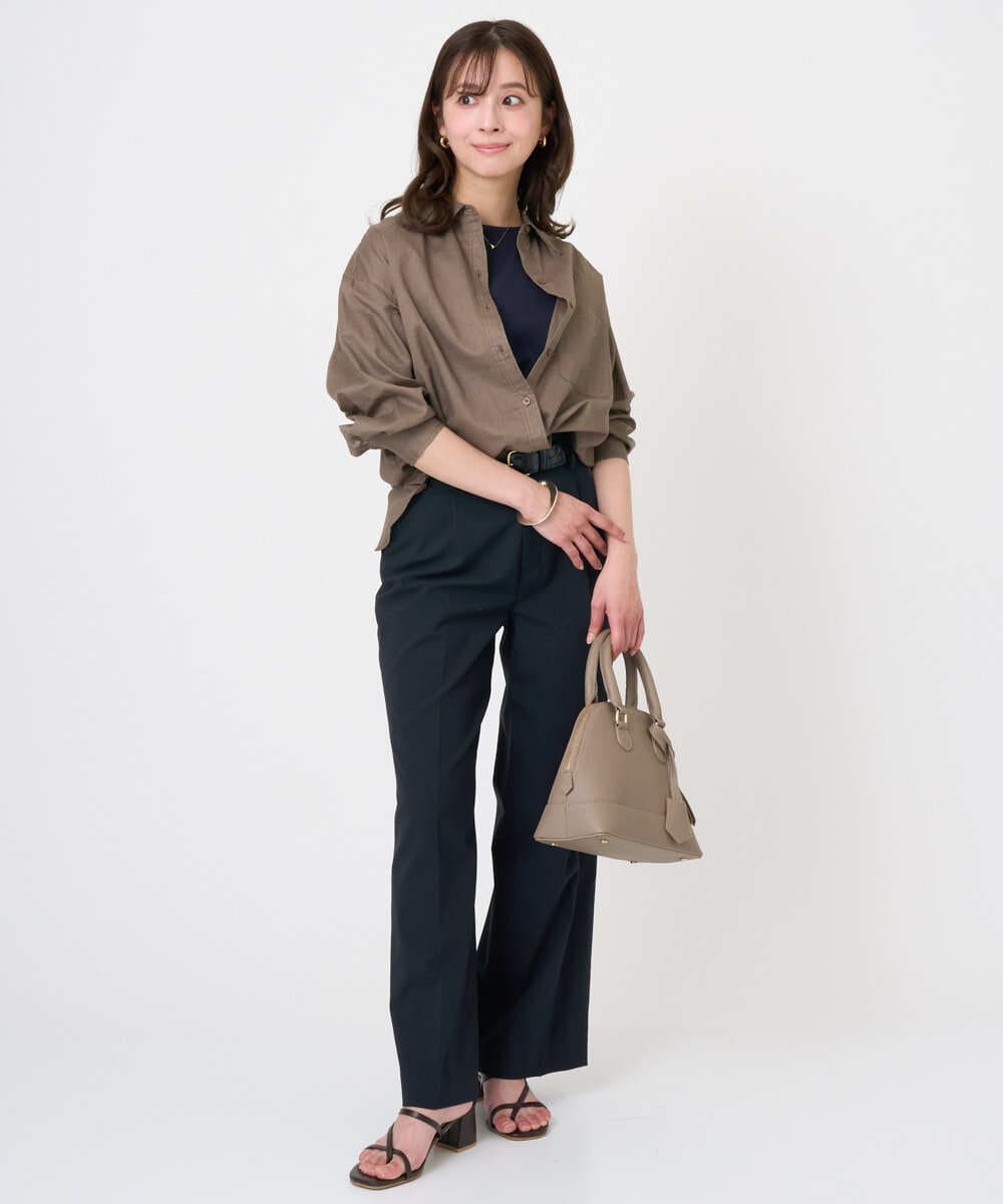F1LGD34170 MK MICHEL KLEIN(小さいサイズ)(メゾン ドゥ サンク) 【小さいサイズ】ドライタッチストレッチ ワイドパンツ/イージーケア/洗濯機で洗える グレージュ
