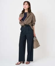 F1LGD34170 MK MICHEL KLEIN(小さいサイズ)(メゾン ドゥ サンク) 【小さいサイズ】ドライタッチストレッチ ワイドパンツ/イージーケア/洗濯機で洗える グレージュ