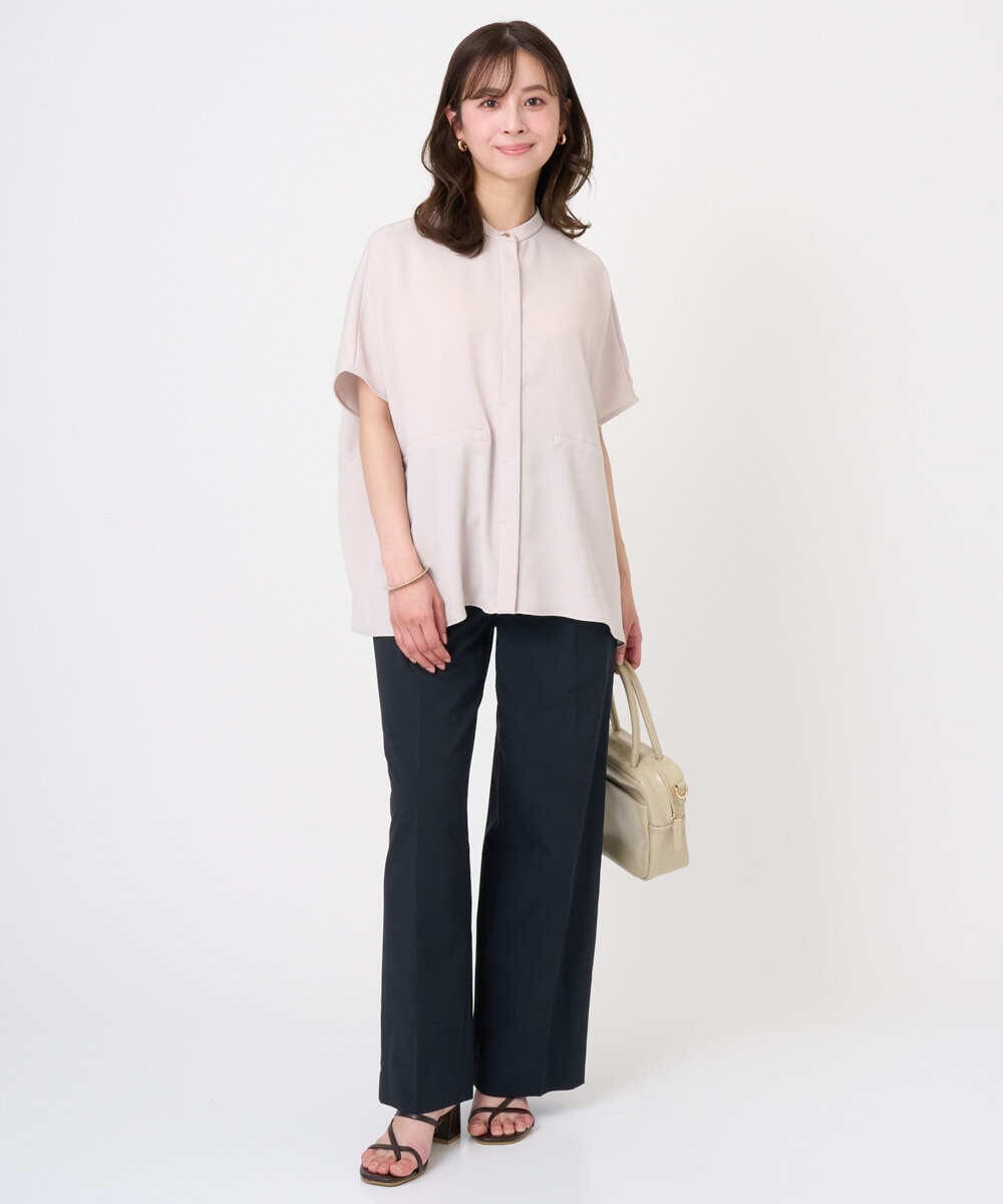 F1LGD34170 MK MICHEL KLEIN(小さいサイズ)(メゾン ドゥ サンク) 【小さいサイズ】ドライタッチストレッチ ワイドパンツ/イージーケア/洗濯機で洗える グレージュ