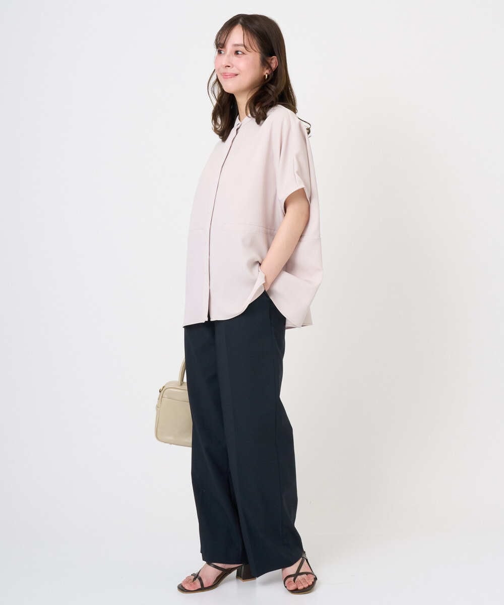 F1LGD34170 MK MICHEL KLEIN(小さいサイズ)(メゾン ドゥ サンク) 【小さいサイズ】ドライタッチストレッチ ワイドパンツ/イージーケア/洗濯機で洗える グレージュ