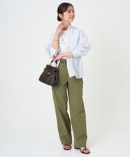 F1LGD40170 MK MICHEL KLEIN(小さいサイズ)(メゾン ドゥ サンク) 【小さいサイズ】コットンライクストレッチワイドパンツ/抗ピリング/洗濯機で洗える カーキ