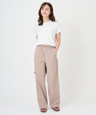 F1LGD40170 MK MICHEL KLEIN(小さいサイズ)(メゾン ドゥ サンク) 【小さいサイズ】コットンライクストレッチワイドパンツ/抗ピリング/洗濯機で洗える カーキ