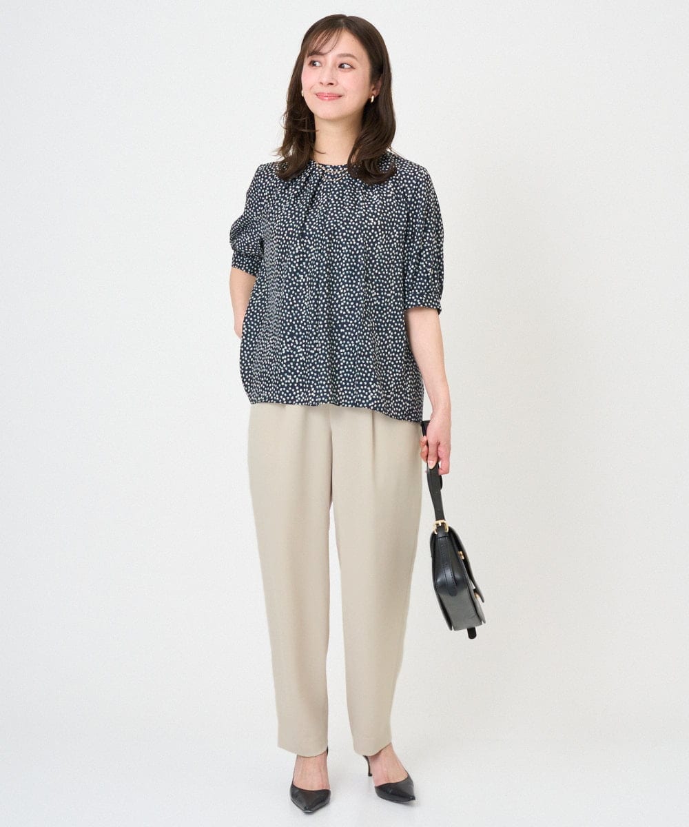 F1LGD44160 MK MICHEL KLEIN(小さいサイズ)(メゾン ドゥ サンク) 【小さいサイズ】[UVカット/接触冷感/防シワ/通気性/洗濯機で洗える]テーパードパンツ ベージュ
