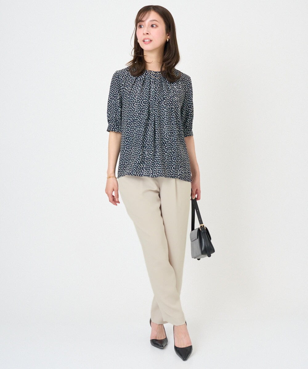 F1LGD44160 MK MICHEL KLEIN(小さいサイズ)(メゾン ドゥ サンク) 【小さいサイズ】[UVカット/接触冷感/防シワ/通気性/洗濯機で洗える]テーパードパンツ ベージュ