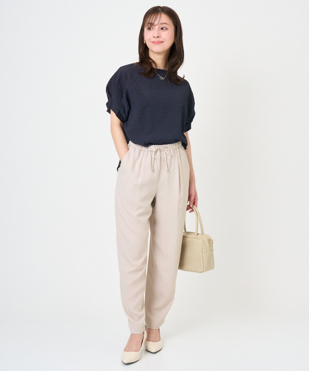 F1LGD44160 MK MICHEL KLEIN(小さいサイズ)(メゾン ドゥ サンク) 【小さいサイズ】[UVカット/接触冷感/防シワ/通気性/洗濯機で洗える]テーパードパンツ ベージュ