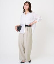 F1LGD46180 MK MICHEL KLEIN(小さいサイズ)(メゾン ドゥ サンク) 【小さいサイズ】[UVカット/接触冷感/速乾/洗える]バイオヴィンテージツイル ワイドストレートパンツ グレージュ
