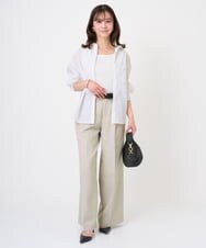 F1LGD46180 MK MICHEL KLEIN(小さいサイズ)(メゾン ドゥ サンク) 【小さいサイズ】[UVカット/接触冷感/速乾/洗える]バイオヴィンテージツイル ワイドストレートパンツ グレージュ