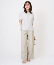 F1LGD46180 MK MICHEL KLEIN(小さいサイズ)(メゾン ドゥ サンク) 【小さいサイズ】[UVカット/接触冷感/速乾/洗える]バイオヴィンテージツイル ワイドストレートパンツ グレージュ