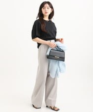 F1LGD46180 MK MICHEL KLEIN(小さいサイズ)(メゾン ドゥ サンク) 【小さいサイズ】[UVカット/接触冷感/速乾/洗える]バイオヴィンテージツイル ワイドストレートパンツ グレージュ