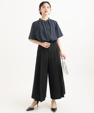 F1LGD51170 MK MICHEL KLEIN(小さいサイズ)(メゾン ドゥ サンク) 【小さいサイズ】[UVカット/洗える]ストレッチ タックガウチョパンツ ブラック
