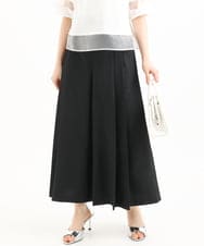 F1LGD51170 MK MICHEL KLEIN(小さいサイズ)(メゾン ドゥ サンク) 【小さいサイズ】[UVカット/洗える]ストレッチ タックガウチョパンツ ブラック