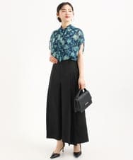 F1LGD51170 MK MICHEL KLEIN(小さいサイズ)(メゾン ドゥ サンク) 【小さいサイズ】[UVカット/洗える]ストレッチ タックガウチョパンツ ブラック