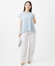F1LIV16160 MK MICHEL KLEIN(小さいサイズ)(メゾン ドゥ サンク) 【小さいサイズ】ワイドストレートパンツ/洗える ライトグレー