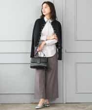 F1LJD45160 MK MICHEL KLEIN(小さいサイズ)(メゾン ドゥ サンク) 【小さいサイズ】[洗える/イージーケア/抗ピリング/ナチュラルストレッチ]ストレートワイドシルエットパンツ（無地） グレー