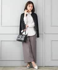 F1LJD45160 MK MICHEL KLEIN(小さいサイズ)(メゾン ドゥ サンク) 【小さいサイズ】[洗える/イージーケア/抗ピリング/ナチュラルストレッチ]ストレートワイドシルエットパンツ（無地） グレー