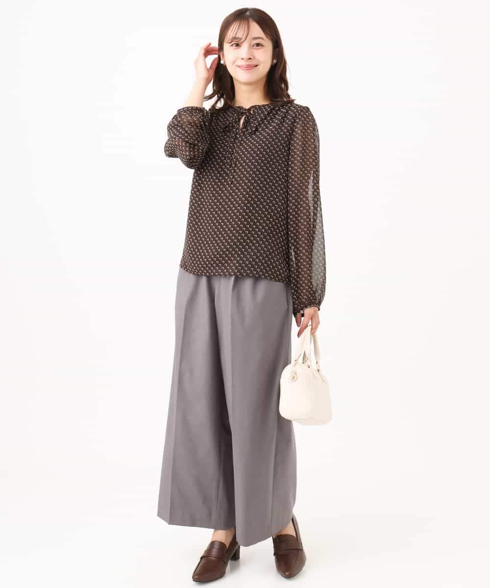 F1LJD45160 MK MICHEL KLEIN(小さいサイズ)(メゾン ドゥ サンク) 【小さいサイズ】[洗える/イージーケア/抗ピリング/ナチュラルストレッチ]ストレートワイドシルエットパンツ（無地） グレー