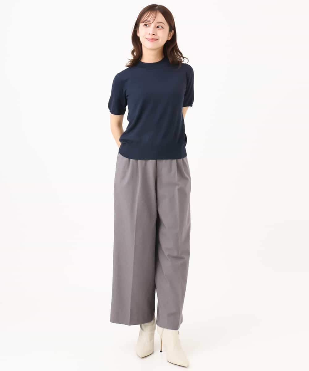 F1LJD45160 MK MICHEL KLEIN(小さいサイズ)(メゾン ドゥ サンク) 【小さいサイズ】[洗える/イージーケア/抗ピリング/ナチュラルストレッチ]ストレートワイドシルエットパンツ（無地） グレー