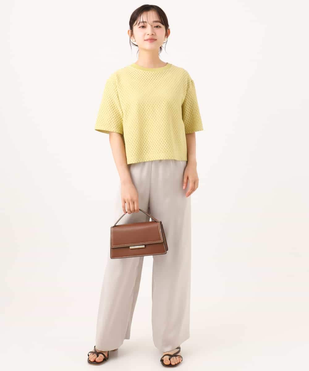 F1LJD71150 MK MICHEL KLEIN(小さいサイズ)(メゾン ドゥ サンク) 【小さいサイズ】[接触冷感/洗える]リラクシーサテンワイドパンツ グレージュ
