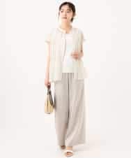 F1LJD71150 MK MICHEL KLEIN(小さいサイズ)(メゾン ドゥ サンク) 【小さいサイズ】[接触冷感/洗える]リラクシーサテンワイドパンツ グレージュ