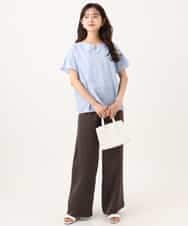 F1LJD71150 MK MICHEL KLEIN(小さいサイズ)(メゾン ドゥ サンク) 【小さいサイズ】[接触冷感/洗える]リラクシーサテンワイドパンツ グレージュ