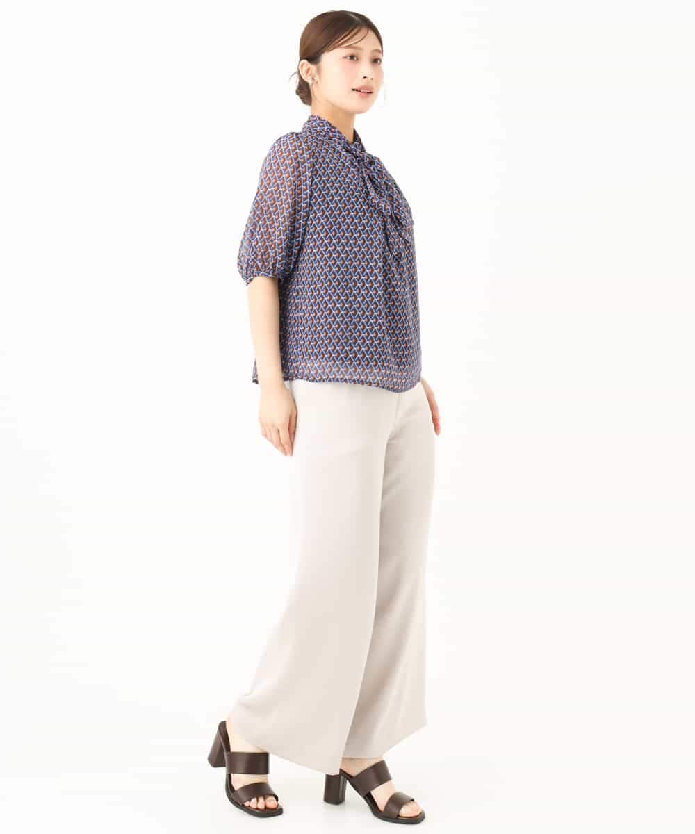 F1LJD71150 MK MICHEL KLEIN(小さいサイズ)(メゾン ドゥ サンク) 【小さいサイズ】[接触冷感/洗える]リラクシーサテンワイドパンツ グレージュ