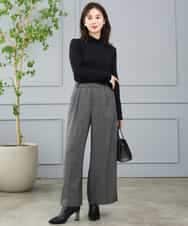 F1LJE45160 MK MICHEL KLEIN(小さいサイズ)(メゾン ドゥ サンク) 【小さいサイズ】[洗える/イージーケア/抗ピリング/ナチュラルストレッチ/ソフトタッチ]ストレートワイドシルエットパンツ（チェック） ダークグレー